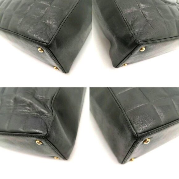 Authentic CHANEL Vintage Lambskin Quilted Chocolate Bar Tote Black Purse - Picture 11 of 11